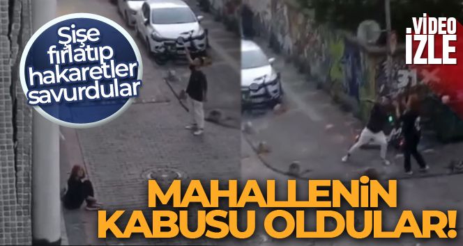 İstanbul'da sevgili çift kabusu kamerada: Mahalleliye sataşıp camını kırdılar