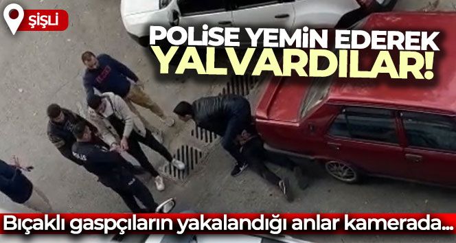İstanbul'da bıçaklı gaspçıların yakalandığı anlar kamerada