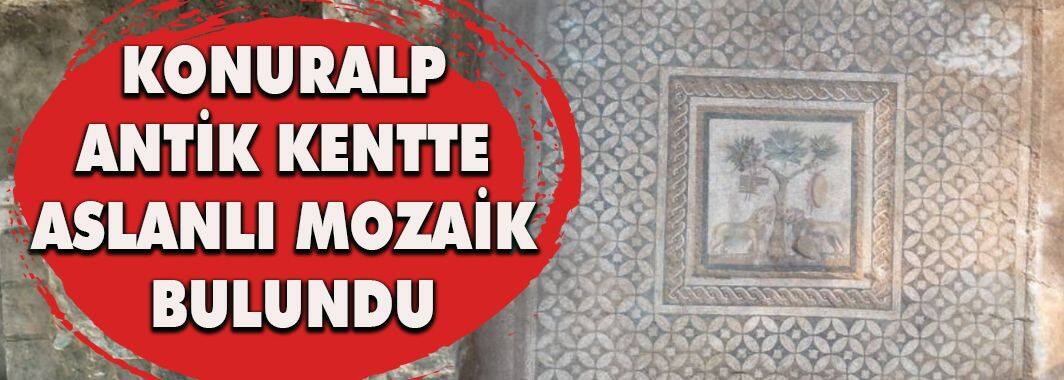 Konuralp Antik Kentte Aslanlı Mozaik Bulundu