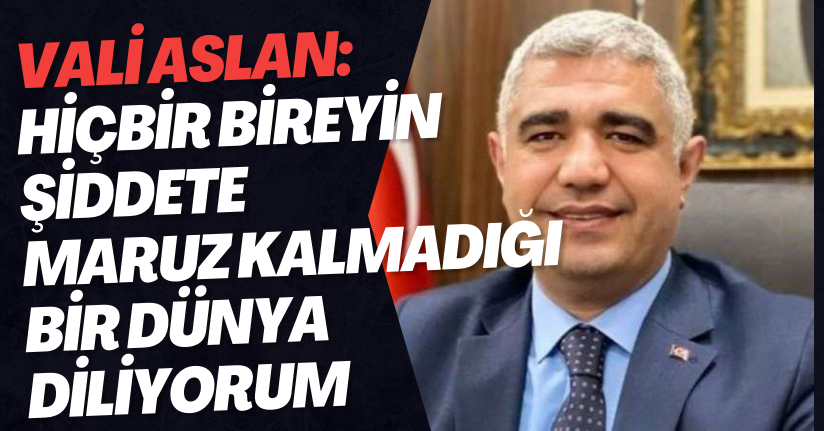 Vali Aslan:Hiçbir Bireyin Şiddete Maruz Kalmadığı Bir Dünya Diliyorum