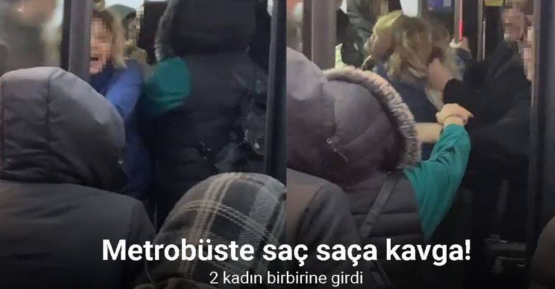 Kartal’da otobüste 2 kadın yolcu arasındaki kavga kamerada