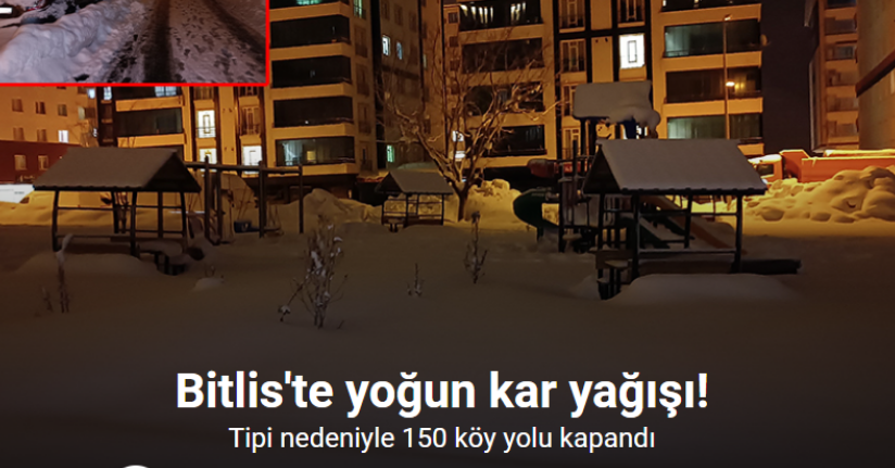 Bitlis’te tek katlı evler ve araçlar kar altında kaldı