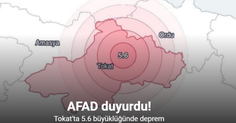 Tokat’ın Sulusaray ilçesinde 5.6 büyüklüğünde deprem