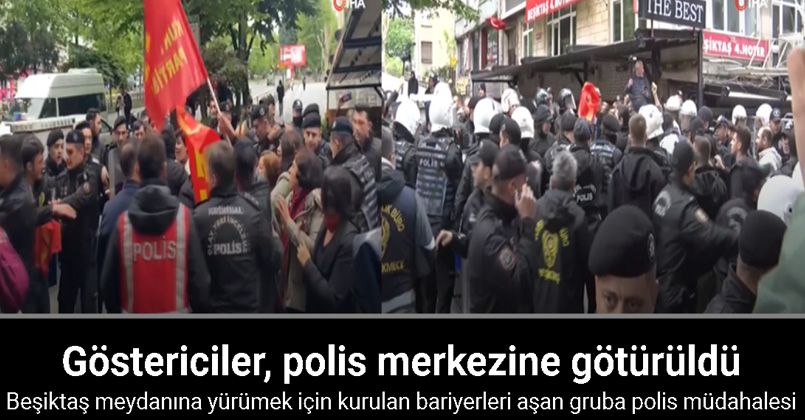 Beşiktaş’a yürümek için kurulan bariyerleri aşan gruba polis müdahalesi