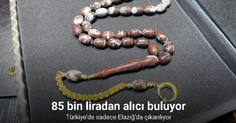 Türkiye’de sadece Elazığ’da çıkarılan vişne mermerinden yapılan tespihler 85 bin liradan alıcı buluyor