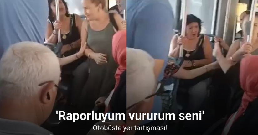 Bursa’da otobüsteki yer tartışması kamerada