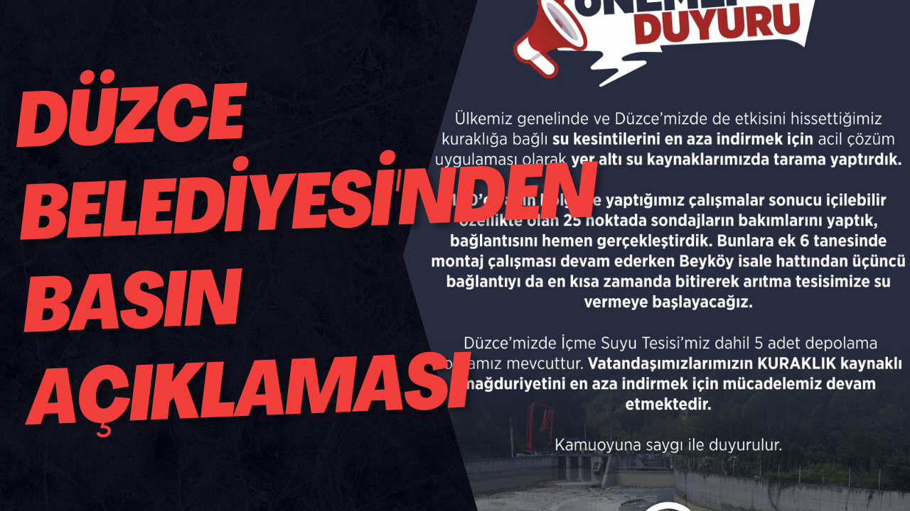 Düzce Belediyesi'nden Basın Açıklaması