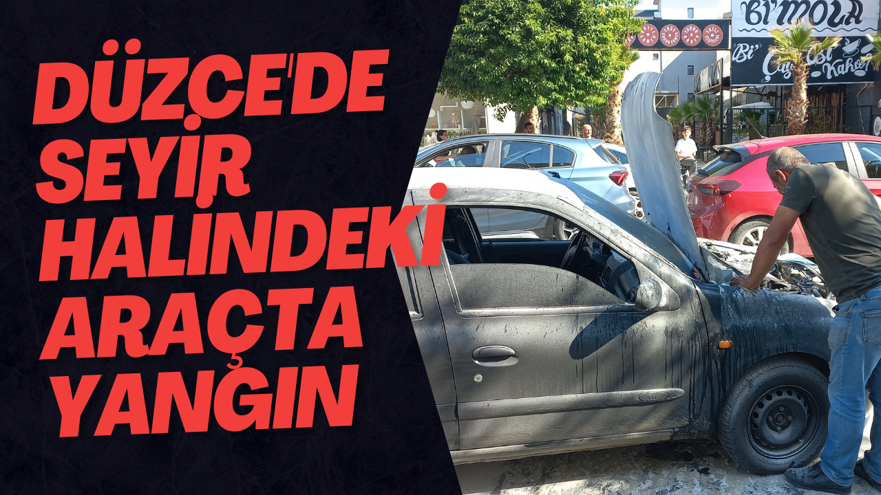 Düzce'de Seyir Halindeki Araçta Yangın