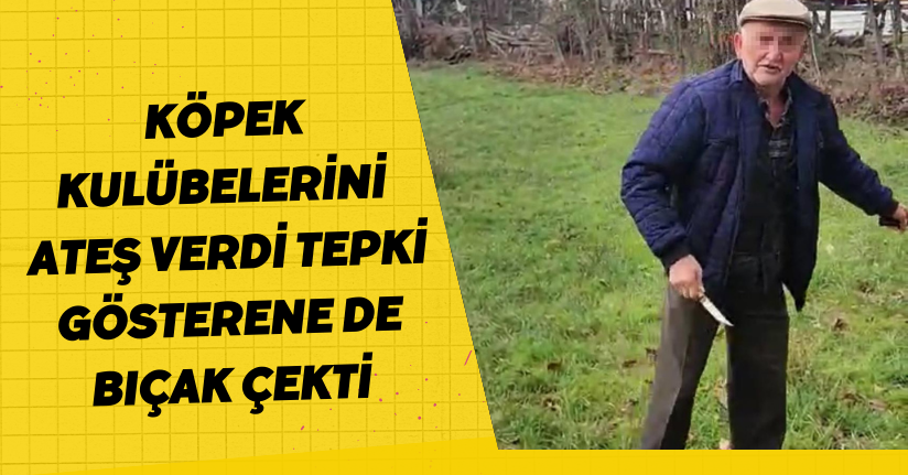  Köpek kulübelerini ateş verdi, tepki gösterene de bıçak çekti