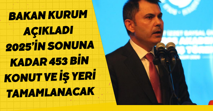 Bakan Kurum açıkladı: 2025’in sonuna kadar 453 bin konut ve iş yeri tamamlanacak