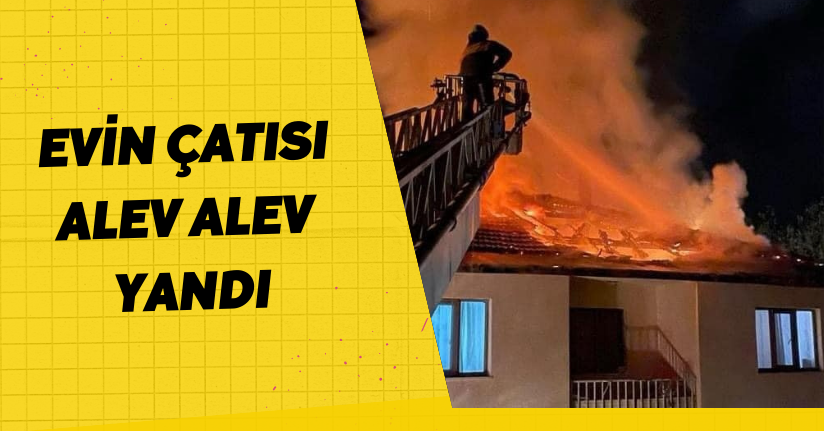 Evin çatısı alev alev yandı