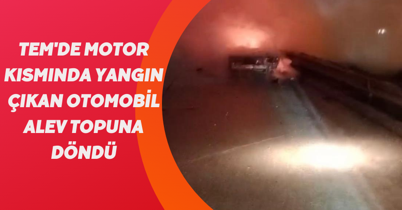 TEM'de motor kısmında yangın çıkan otomobil alev topuna döndü