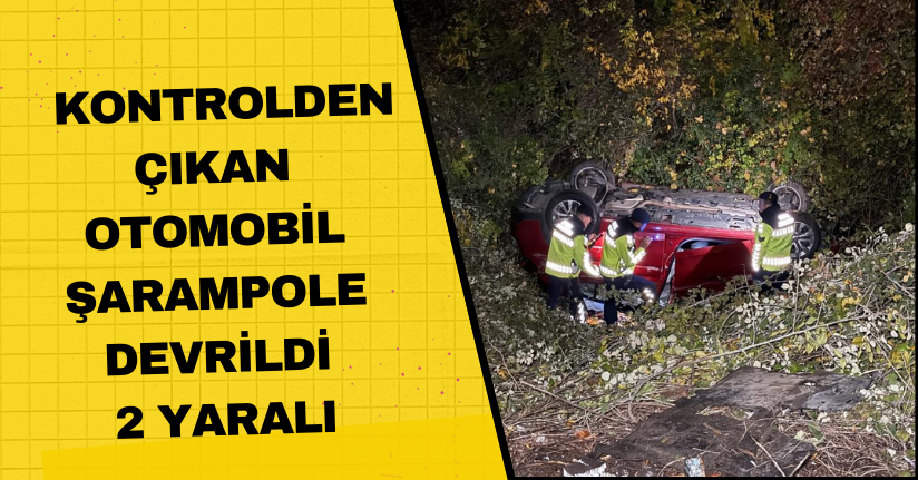  Kontrolden çıkan otomobil şarampole devrildi: 2 yaralı