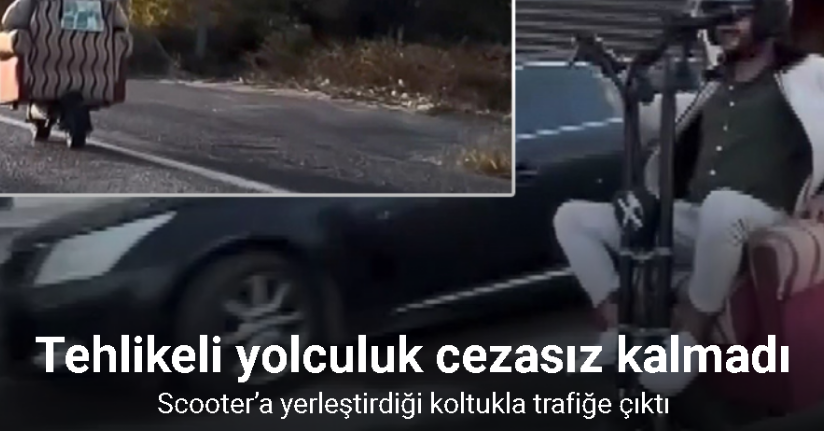 Scooter’a yerleştirdiği koltukla trafiğe çıktı