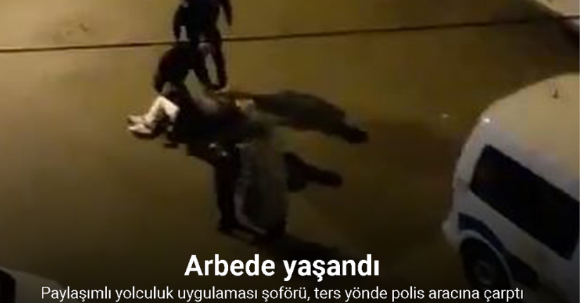 Esenyurt’ta paylaşımlı yolculuk uygulaması şoförü, ters yönde polis aracına çarptı