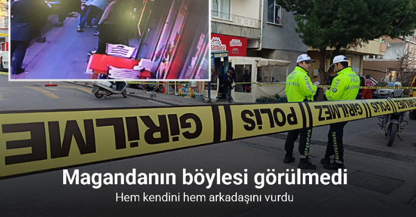 Magandanın böylesi görülmedi: Motosiklette hem kendini hem arkadaşını vurdu