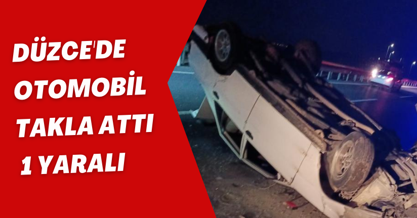 Düzce'de otomobil takla attı: 1 yaralı