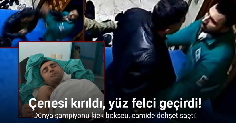 Dünya şampiyonu kick bokscu cami görevlisini böyle dövdü