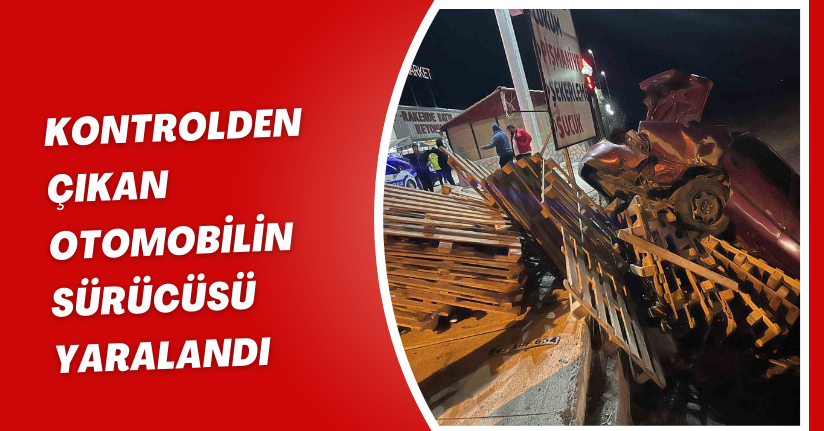 Kontrolden çıkan otomobilin sürücüsü yaralandı