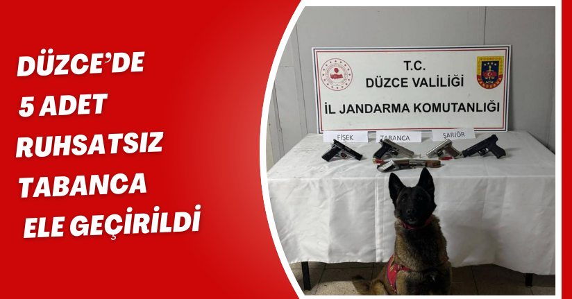 Düzce’de 5 adet ruhsatsız tabanca ele geçirildi