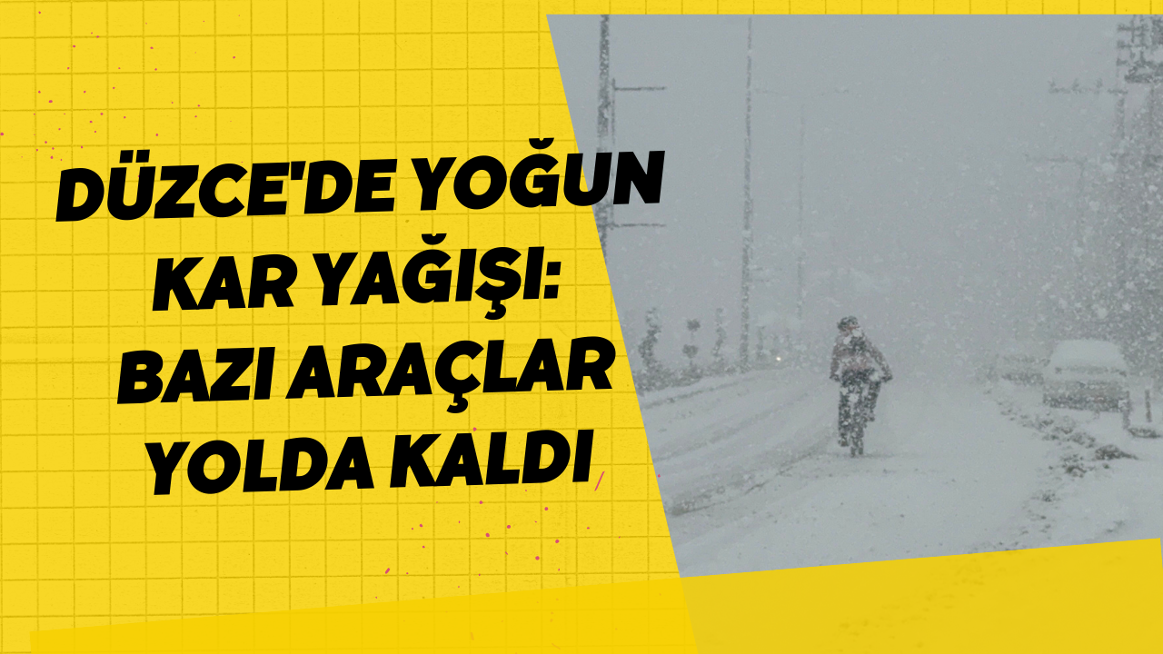 Düzce'de Yoğun Kar Yağışı: Bazı Araçlar Yolda Kaldı