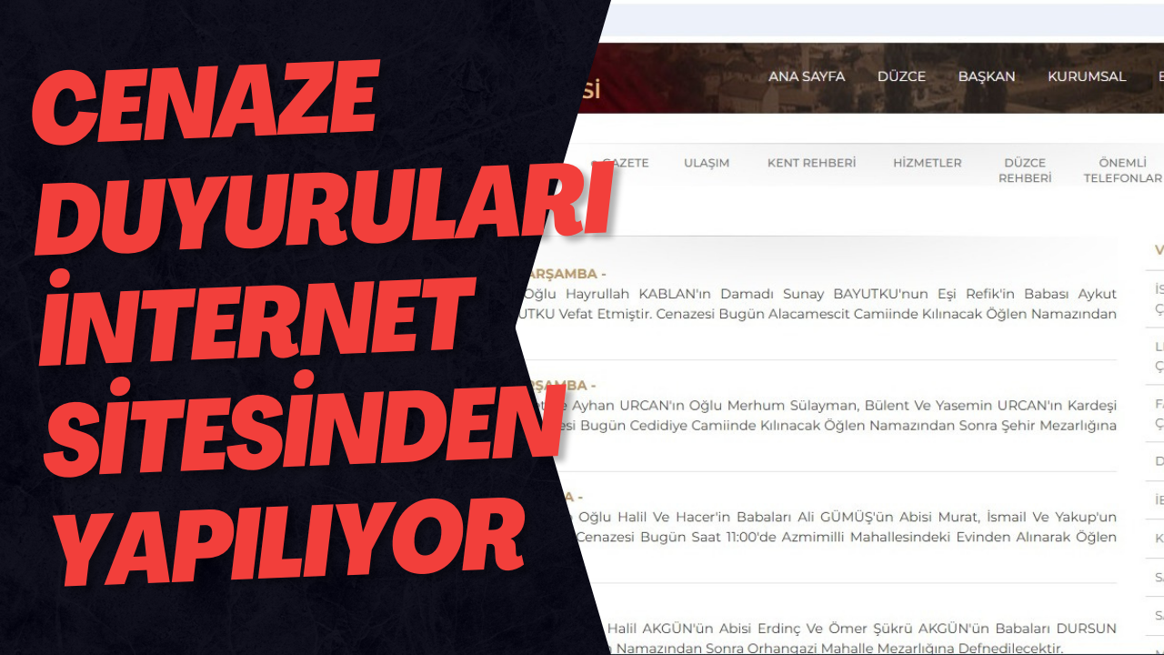 Cenaze Duyuruları İnternet Sitesinden Yapılıyor 