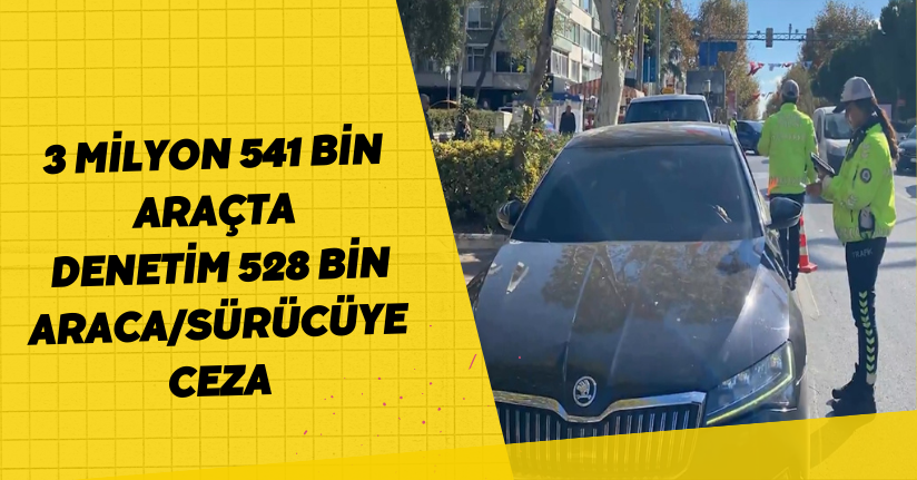 3 milyon 541 bin araçta denetim; 528 bin araca/sürücüye ceza