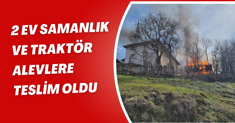 2 ev, samanlık ve traktör alevlere teslim oldu