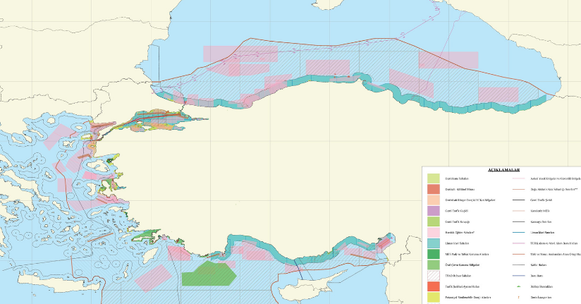 Türkiye Deniz Mekansal Planlaması haritası yayımlandı
