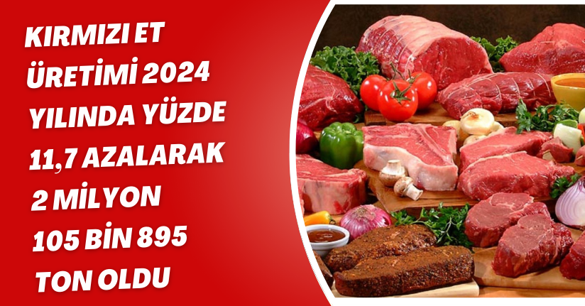 Kırmızı et üretimi 2024 yılında yüzde 11,7 azalarak 2 milyon 105 bin 895 ton oldu