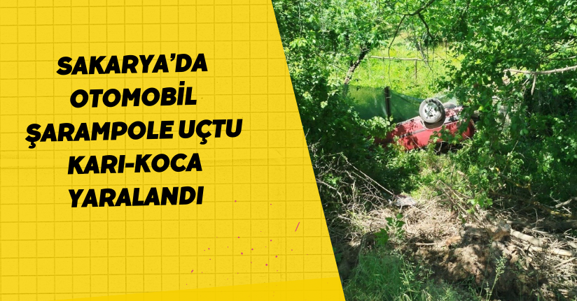 Sakarya’da otomobil şarampole uçtu: Karı-koca yaralandı