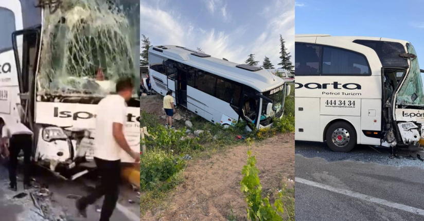 Isparta’da iki yolcu otobüsü çarpıştı: 1’i ağır 27 yaralı