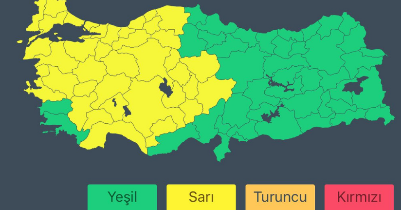 İçişleri Bakanlığı'ndan 38 kent için 'sarı' kodlu uyarı