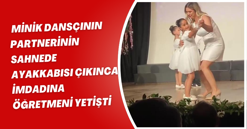 Minik dansçının partnerinin sahnede ayakkabısı çıkınca