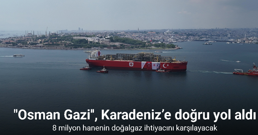 ‘Osman Gazi’ platformunun boğazdan geçişi dron ile görüntülendi