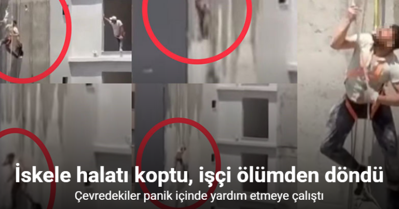 İskele halatı koptu, işçi ölümden döndü