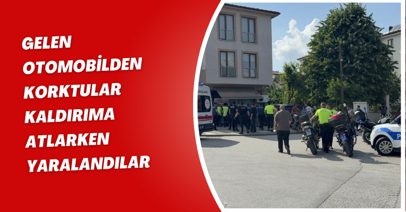  Gelen otomobilden korktular kaldırıma atlarken yaralandılar