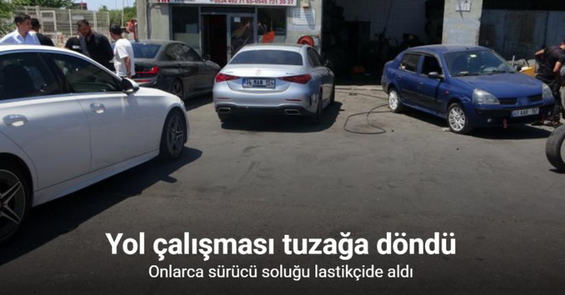 TEM’de yol çalışması tuzağa döndü: Onlarca sürücü soluğu lastikçide aldı