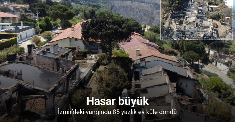İzmir’deki yangında 85 yazlık ev küle döndü