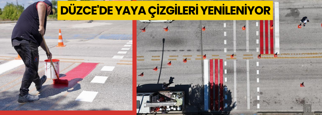 Düzce'de Yaya Çizgileri Yenileniyor