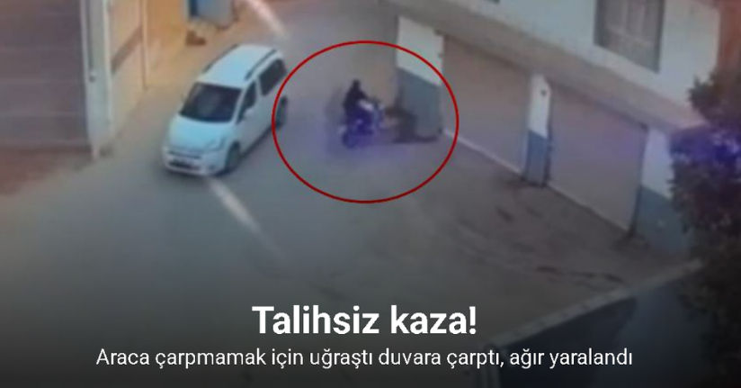Şanlıurfa’da motosikletli kadın sürücünün duvara çarptığı kaza kamerada