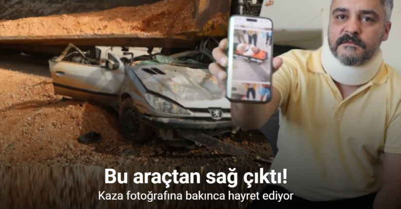 Hafriyat kamyonunun ezdiği otomobilden yaralı kurtulan sürücü