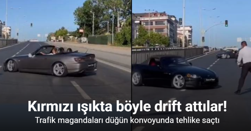 Arnavutköy’de trafik magandaları düğün konvoyunda tehlike saçtı