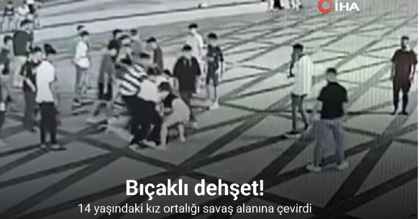 Bursa’da bıçaklı dehşet kamerada: 14 yaşındaki kız ortalığı savaş alanına çevirdi