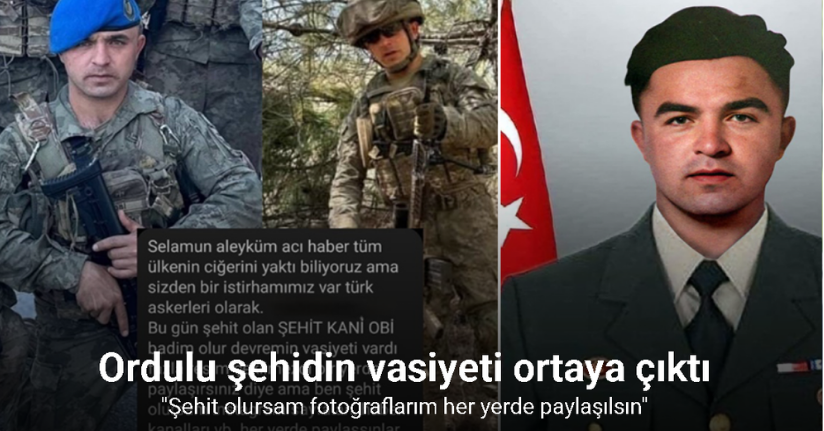 Ordulu şehidin vasiyeti: 