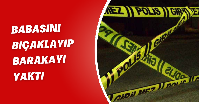 Babasını bıçaklayıp, barakayı yaktı
