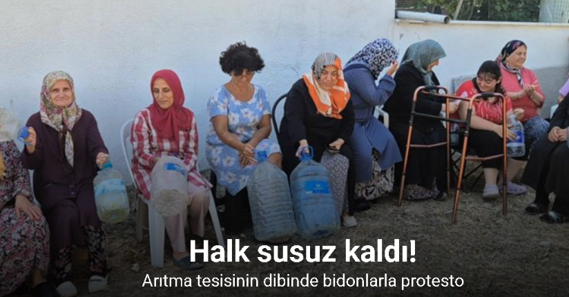 Tekirdağ’da arıtma tesisinin dibinde susuz kalan halk bidonlarla protesto düzenledi