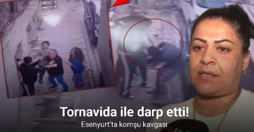 Esenyurt’ta komşu kavgası kamerada, kadını tornavida ile darp etti