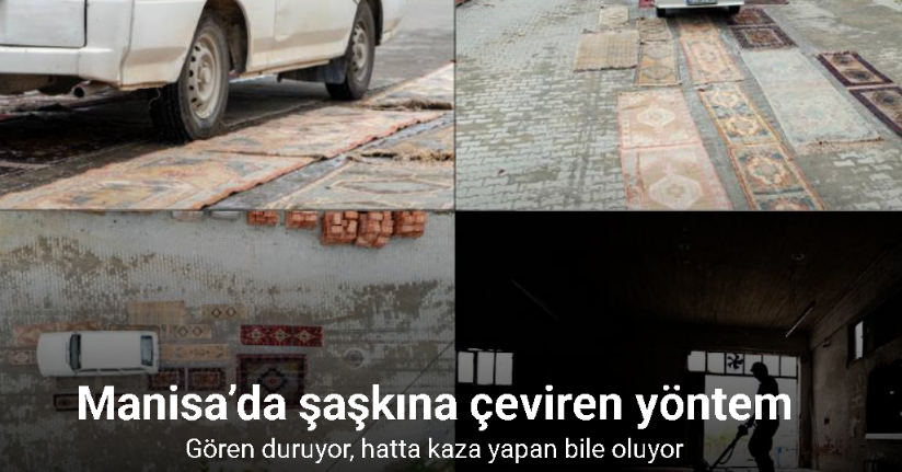 Manisa’da şaşkına çeviren halı eskitme yöntemi