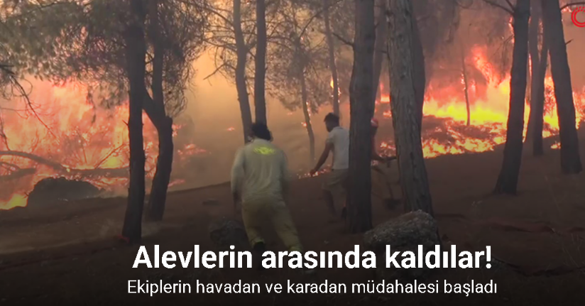 Aksu’da yangınla mücadele eden ekiplerin zor anları kamerada